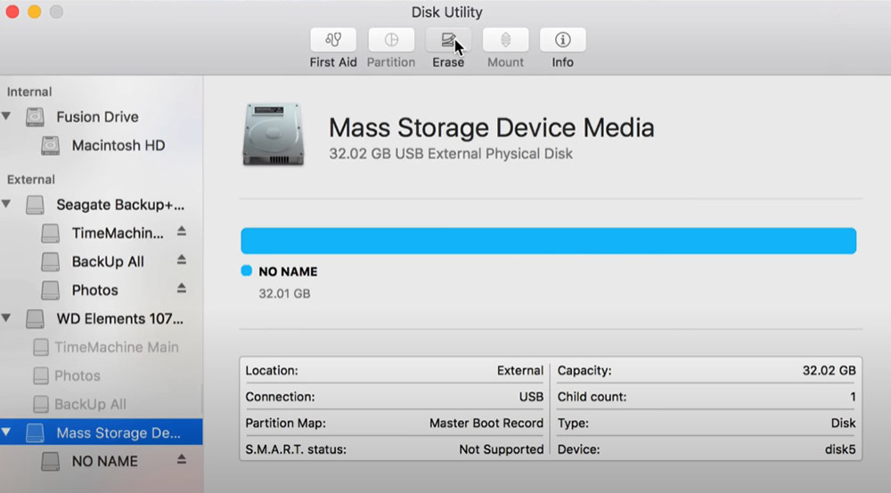 Erase sd card