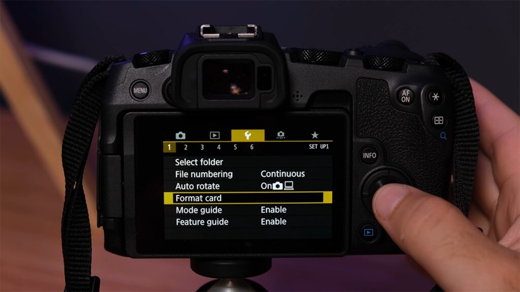 format sd card on camera