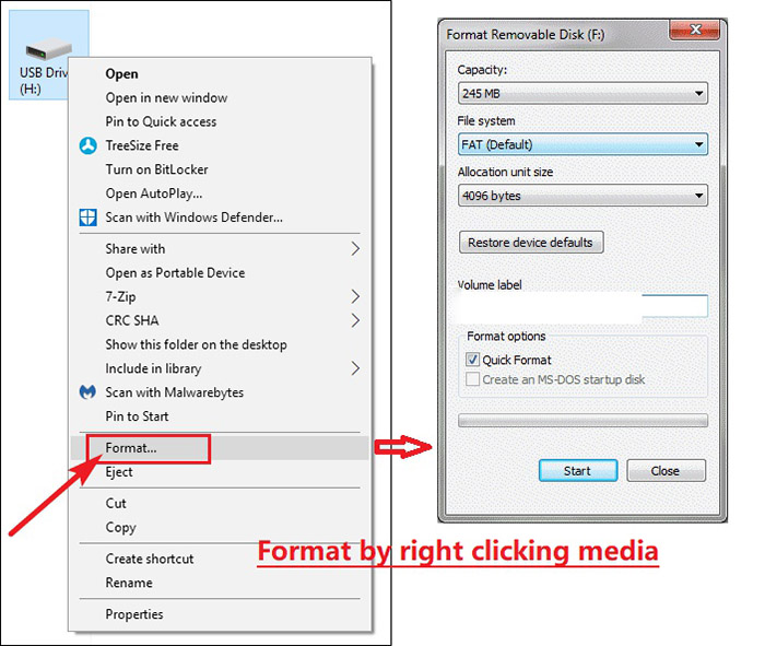 format sd card on window