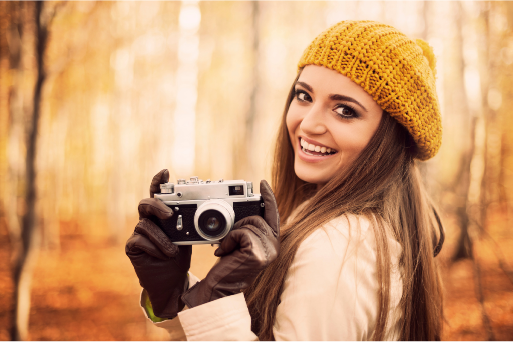 Woman holding the camera