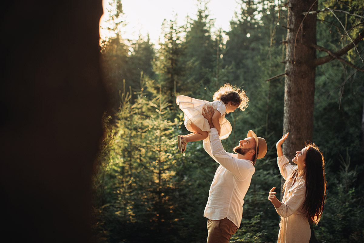 young Candid happy family photo