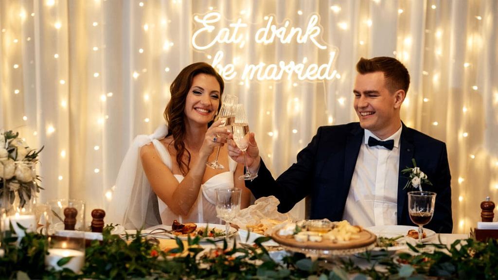 couple-poses-neon-signs-wedding